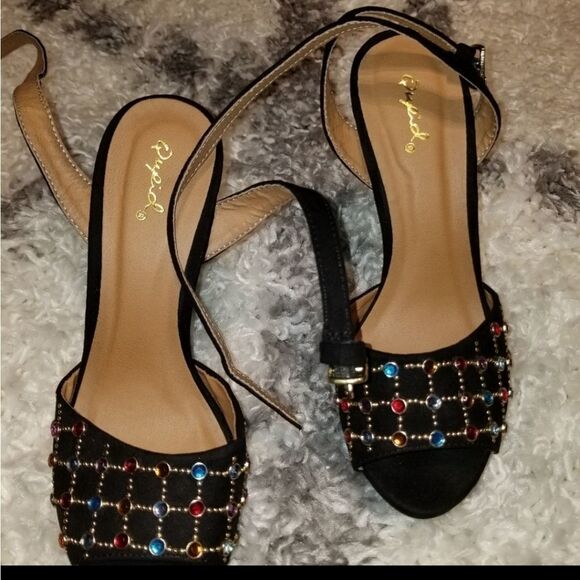 BRAND NEW QUPID JEWEL HIGH HEEL STILETTOS ADJUSTABLE ANKLE STRAP OPEN TOE SANDAL - Picture 10 of 16